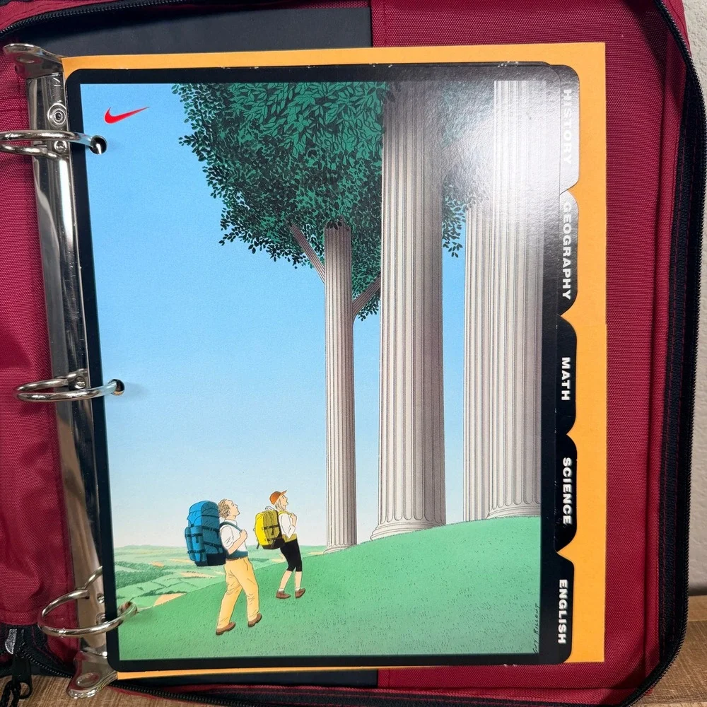 Vintage 90s Nike Trapper Keeper Mead Zipper Binder Unisex Red Black‎ Look Inside